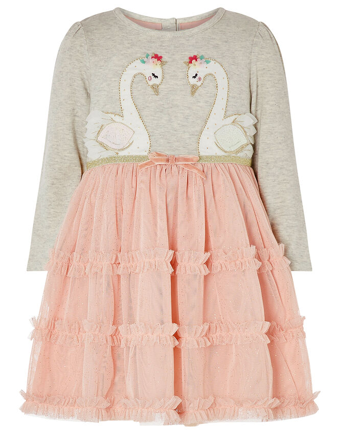 Baby Swan Ruffle Disco Dress, Grey (GREY), large