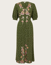 Myla Embroidered Tea Dress, Green (OLIVE), large
