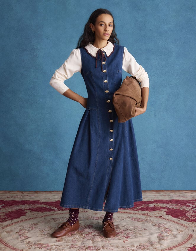 Layla Sleeveless Denim Midi Dress Blue