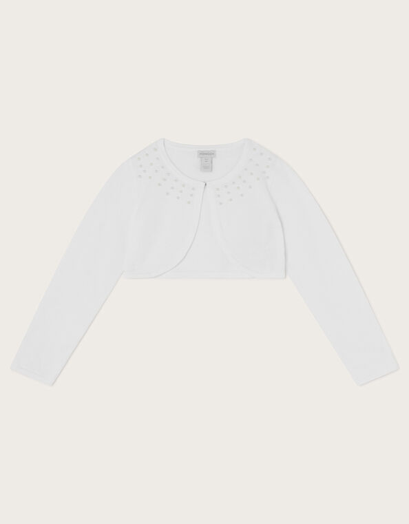 Niamh Pearl Embellished Cardigan, White (WHITE), large