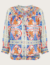 Riviera Bubble Hem Top, Blue (BLUE), large