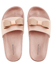 Glitter Bow Rose Gold Sliders, Gold (ROSE GOLD), large