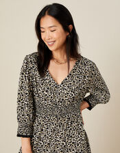 Moira Floral Print V-Neck Midi Dress , Black (BLACK), large