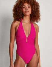 Maria Ribbed Swimsuit, Pink (PINK), large