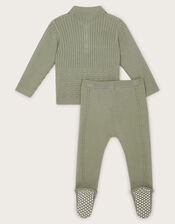 Newborn Knitted Top and Leggings Set, Green (GREEN), large