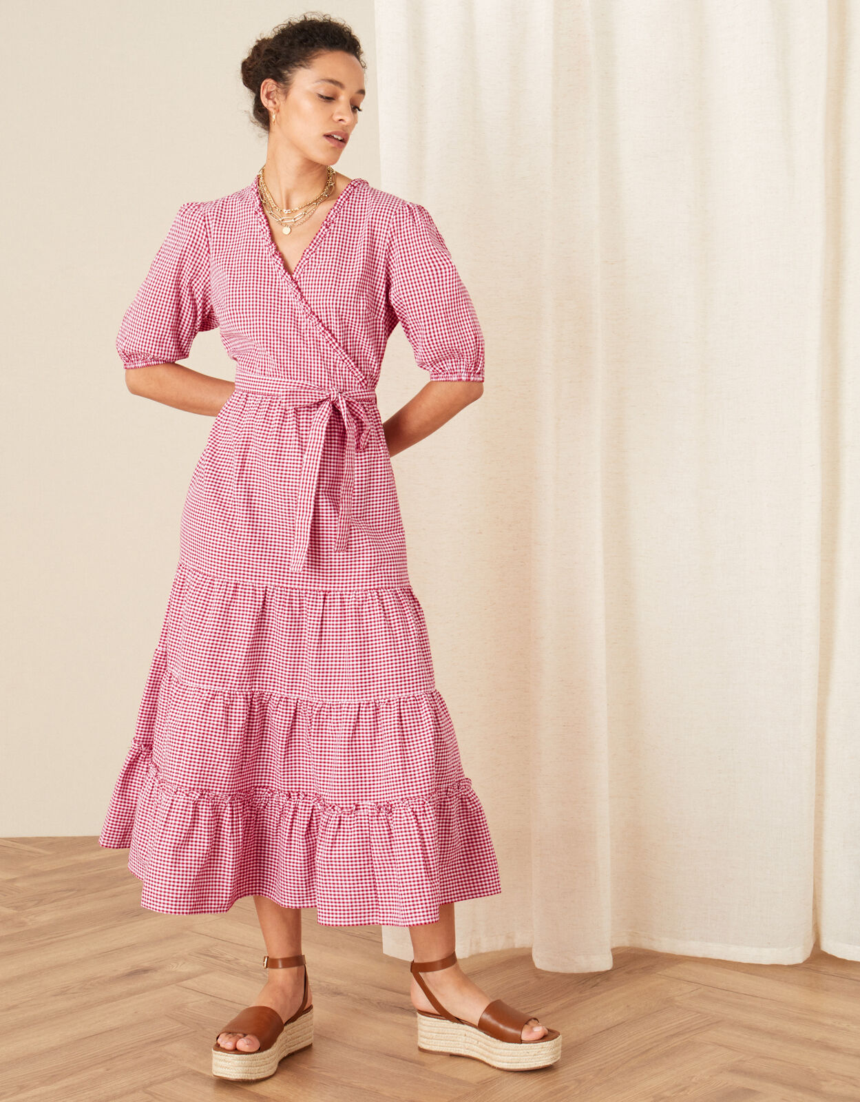 Red gingham sale wrap dress