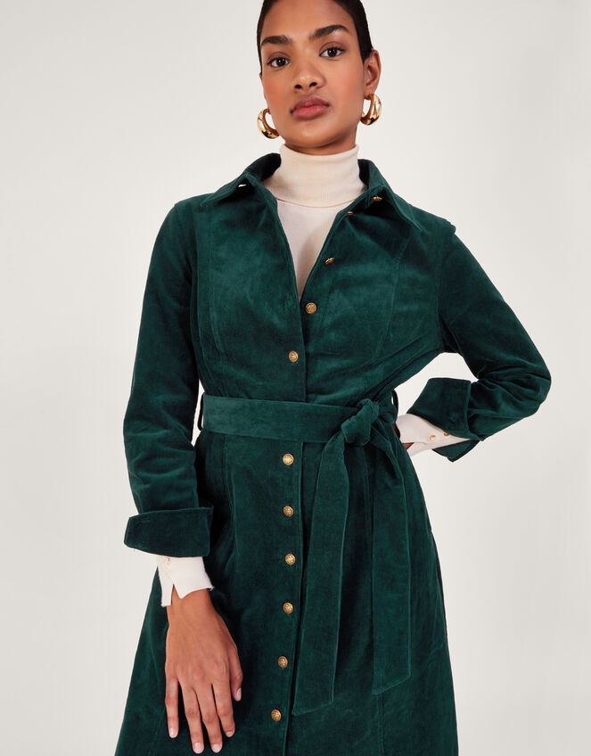 Teri Cord Shirt Dress, Green (DARK GREEN), large