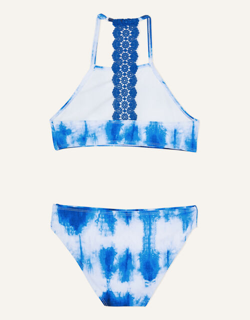 Halter Neck Crochet Bikini Set, Blue (BLUE), large