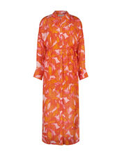 Fabienne Chapot Print Maxi Shirt Dress, Orange (ORANGE), large