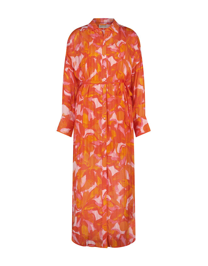Fabienne Chapot Print Maxi Shirt Dress, Orange (ORANGE), large