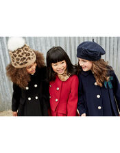 Navy Swing Coat with Bee Brooch, Blue (NAVY), large