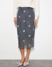Hana Embellished Organza Midi Skirt, MID BLUE, large