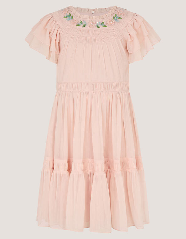 Carmen Embellished Collar Tiered Dress, Pink (PINK), large