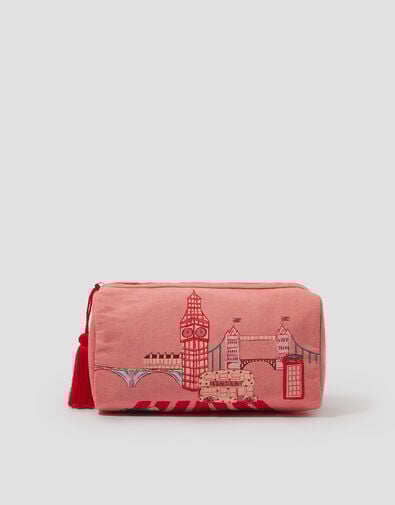 London Canvas Make Up Bag, , large