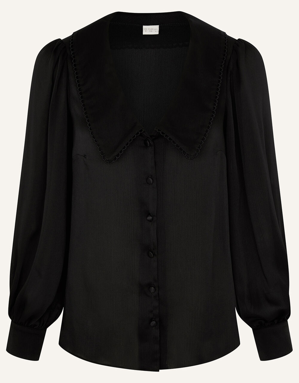 Suzie Collared Satin Blouse Black | Blouses & Shirts | Monsoon UK.