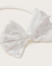 Communion Pearl Bow Headband , , large