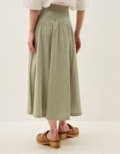 Gaia Gingham Midi Skirt, Green (GREEN), large