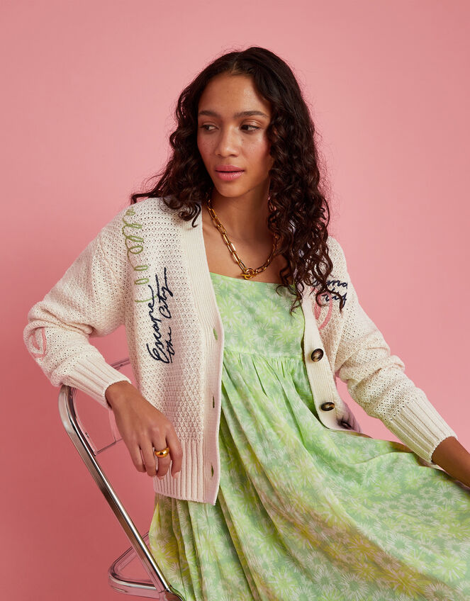 Scotch & Soda Embroidered V-Neck Cardigan, Ivory (IVORY), large