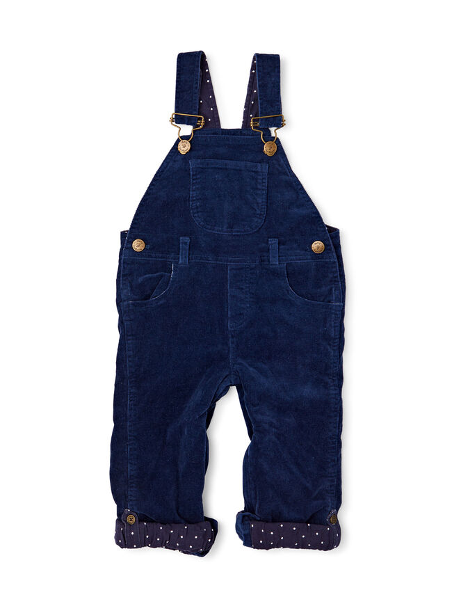 Dotty Dungarees Corduroy Dungarees, Blue (NAVY), large