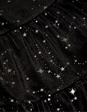 Cosmic Print Velvet Dress, Black (BLACK), large