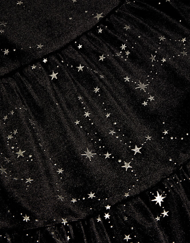 Cosmic Print Velvet Dress, Black (BLACK), large