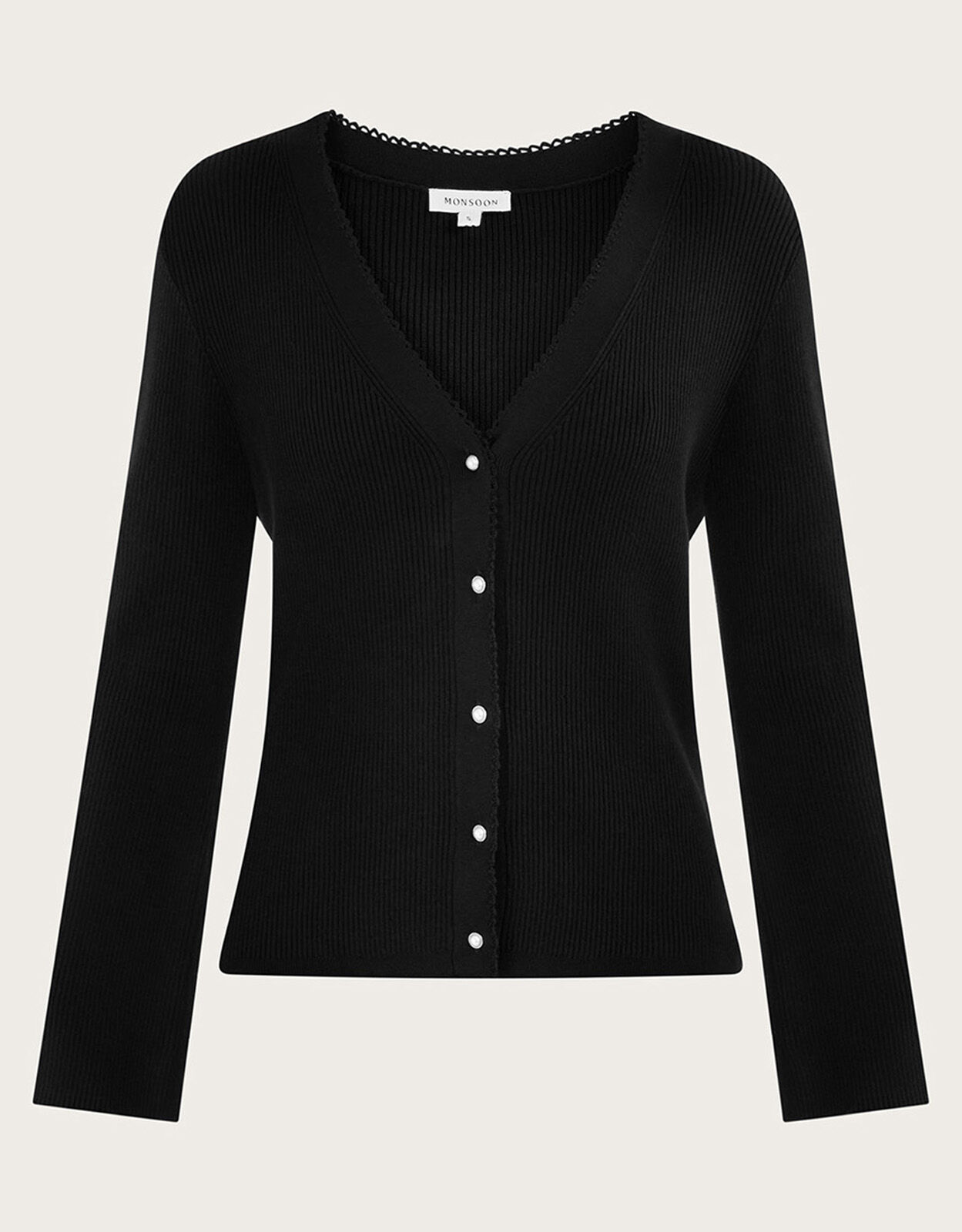 Pearl Button Cardigan Black Cardigans Monsoon UK