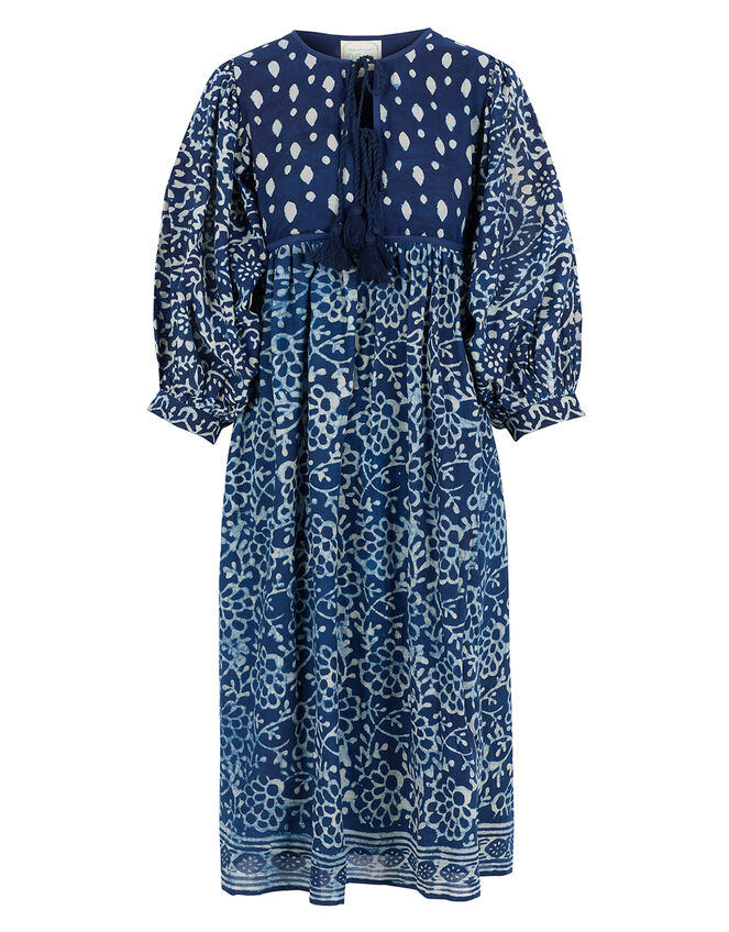 Dilli Grey Paisley Midi Dress, Blue (INDIGO), large