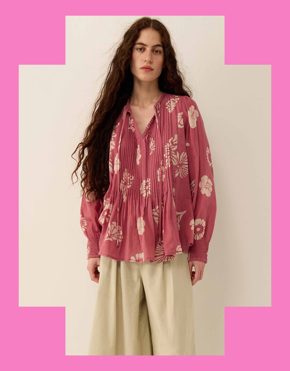 East Kris Hand Batik Blouse, Pink (PINK), large