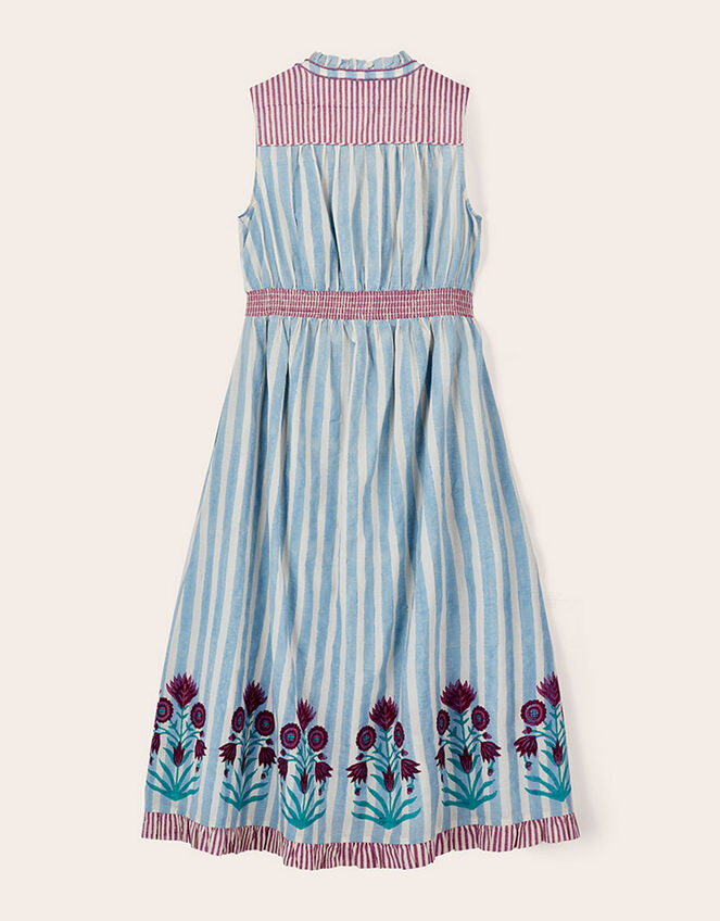East Rylea Placement Print Cotton Midi Dress, Blue (BLUE), large