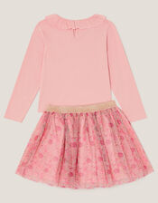 Sequin Unicorn Top & Floral Mesh Skirt Set, Pink (MAGENTA), large