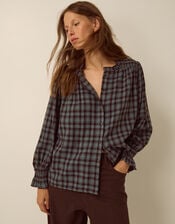 Ruby Check Blouse, Blue (BLUE), large