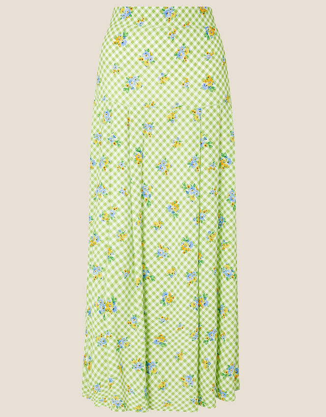 Gabriella Floral and Gingham Skirt, Green (GREEN), large