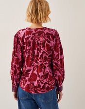 Aimee Floral Print Jersey Blouse, Pink (PINK), large