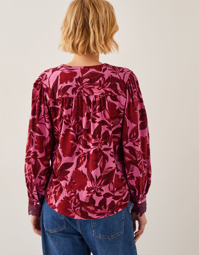 Aimee Floral Print Jersey Blouse, Pink (PINK), large