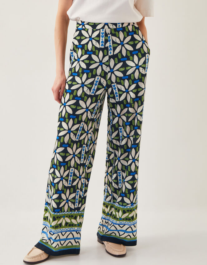 Nikita Floral Jersey Wide Leg Trousers, Black (BLACK), large