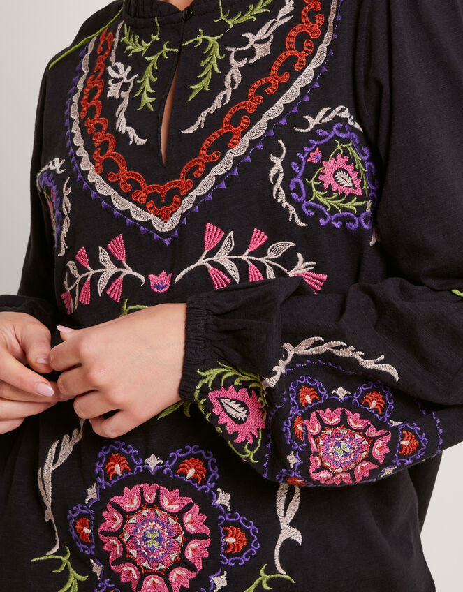 Xoey Embroidered Blouse, Black (BLACK), large
