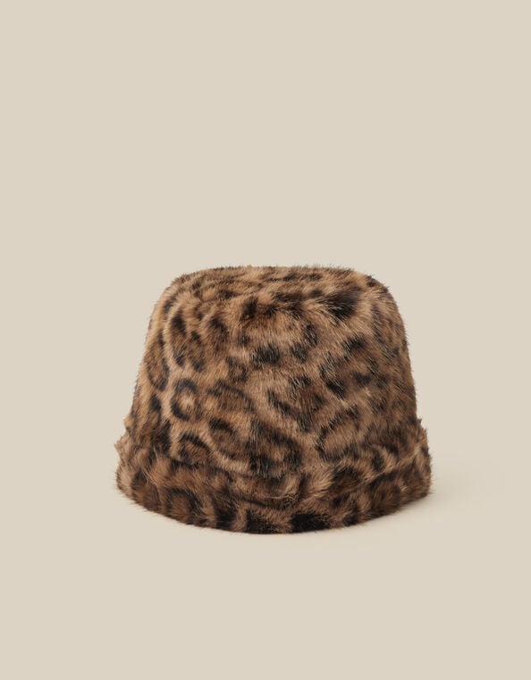 Niya Leopard Print Faux Fur Hat, , large