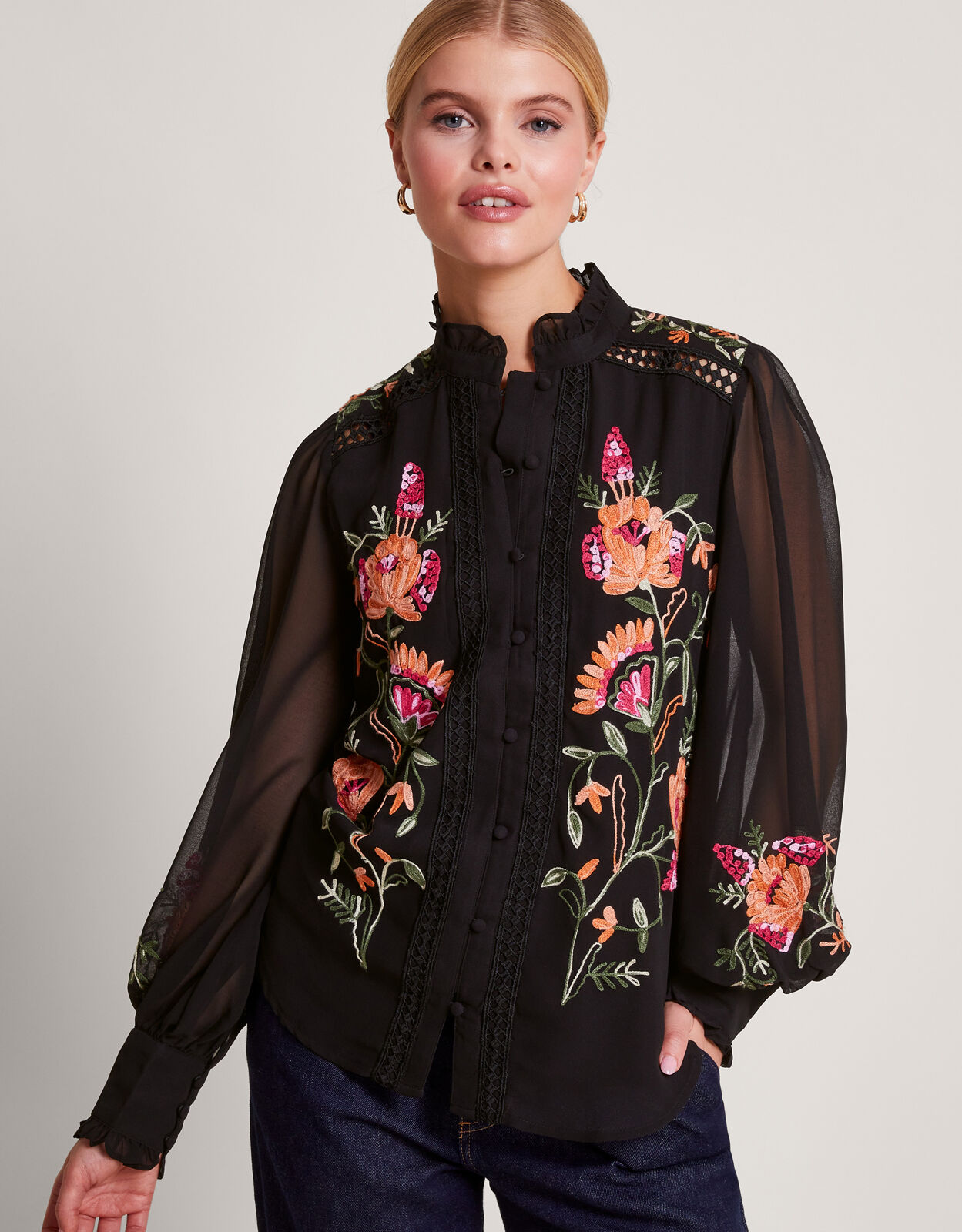 Embroidered blouse hot sale