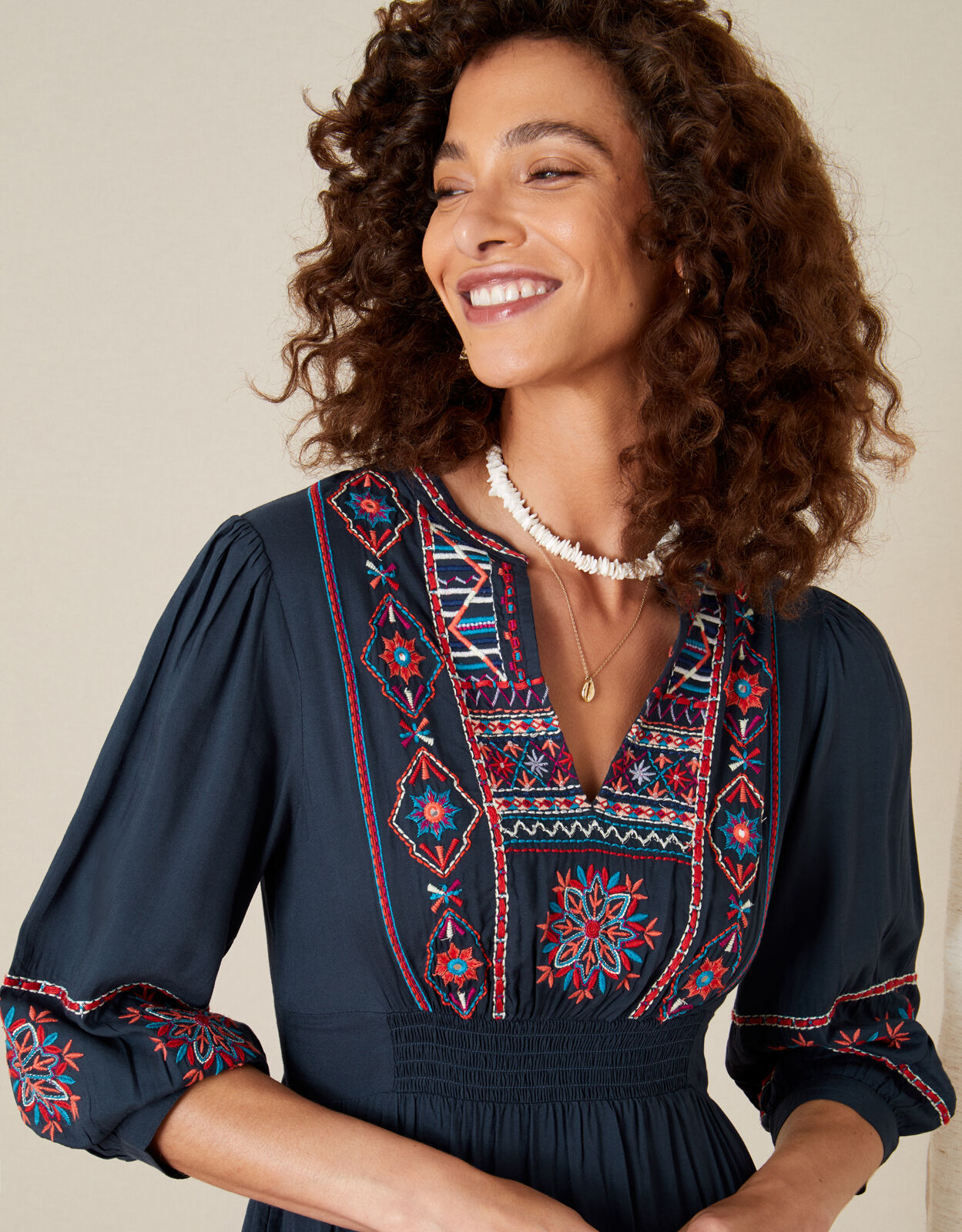 Embroidered Dress in LENZING™ ECOVERO 