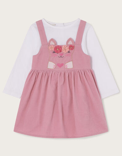 Baby Corduroy Cat Pinafore and Top Pink, Pink (PINK), large