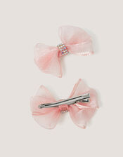 2-Pack Rhinestone Bow Hair Clips, , large