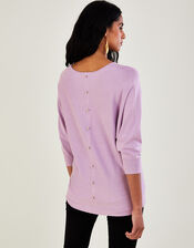 Button Back Scoop Neck Jumper, Purple (LILAC), large