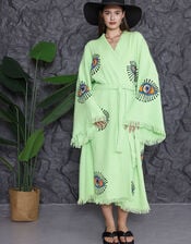 Meraki Beach Eye Print Kimono Robe, Green (GREEN), large