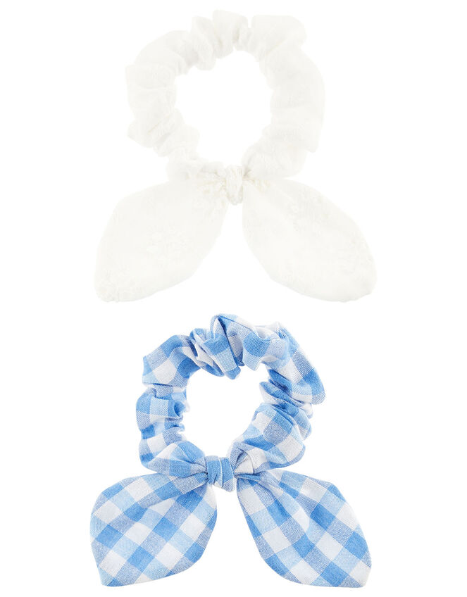 Broderie Gingham Scrunchie Set, , large