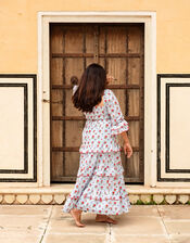 India & Mills Florence Floral Stripe Maxi Dress, Blue (BLUE), large