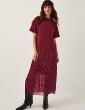 Senya Polka Dot Midi T-Shirt Dress, Red (BERRY), large