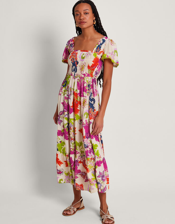 Arissa Print Dress, Ivory (IVORY), large