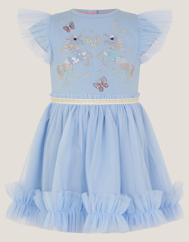 Baby Unicorn Embellished Disco Dress, Blue (BLUE), large