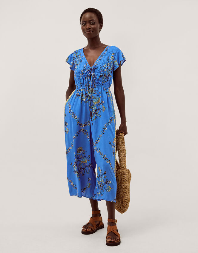 Amiee Floral Culotte Jumpsuit Blue