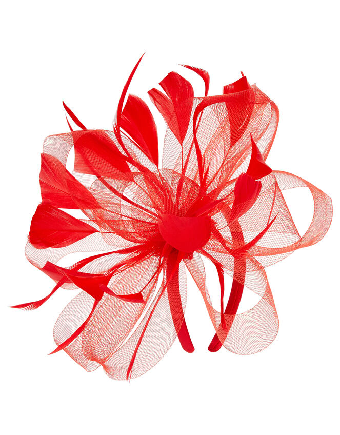 Carrie Oversized Loop Fascinator, Red (RED), large